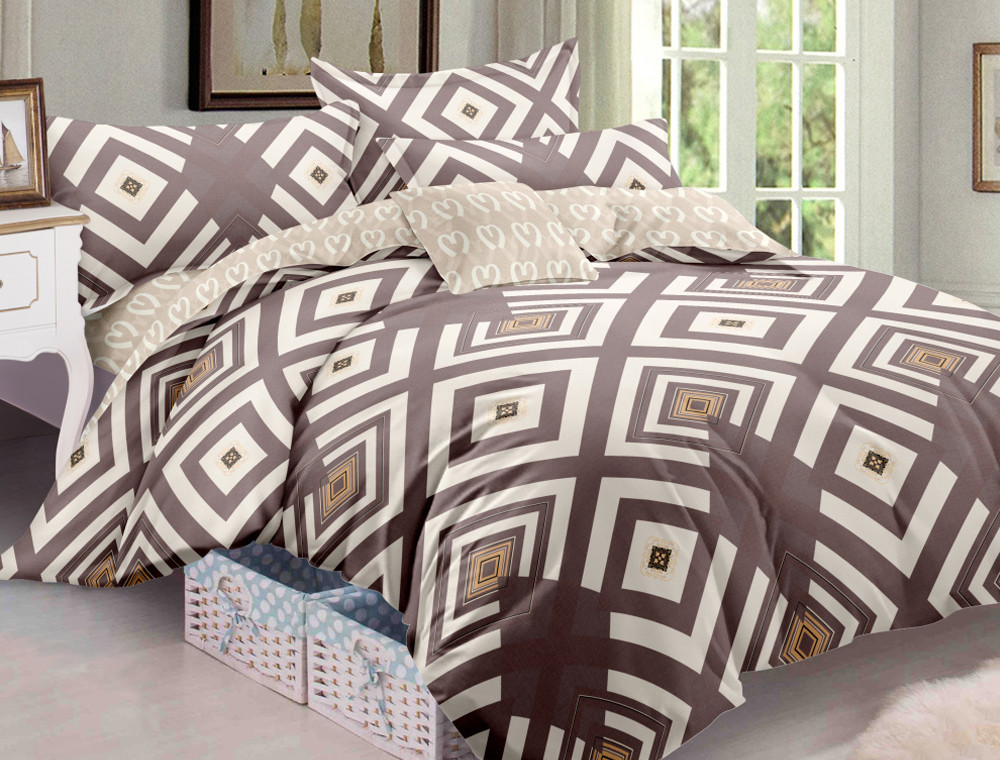 Полуторний набір постільної білизни 150*220 із Сатину №455AB Черешенка™