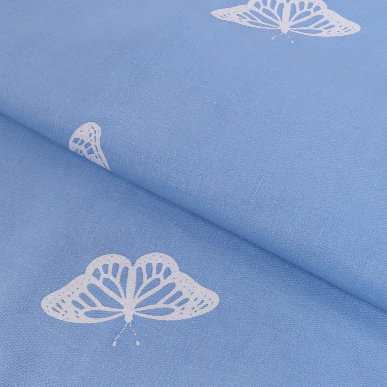 Ткань для постельного белья Бязь "Gold" Lux" Бабочки (синий)" GL1120 (A+B) - (50м+50м)