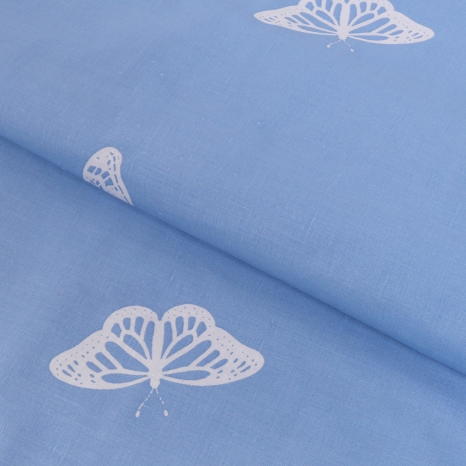 Ткань для постельного белья Бязь "Gold" Lux" Бабочки (синий)" GL1120 (A+B) - (50м+50м)