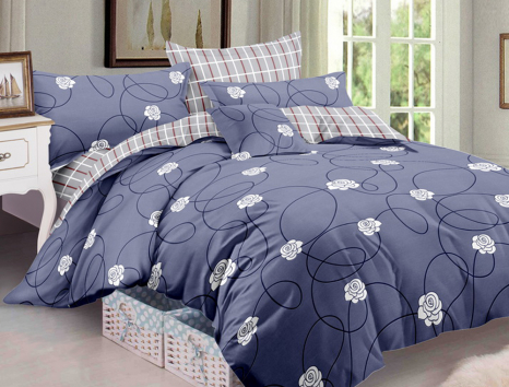 Семейный набор хлопкового постельного белья из Сатина №592AB Черешенка™