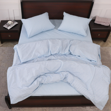 Двоспальний набір смугастої постільної білизни 180*220 із Бязі "Gold" №156613 Черешенка™