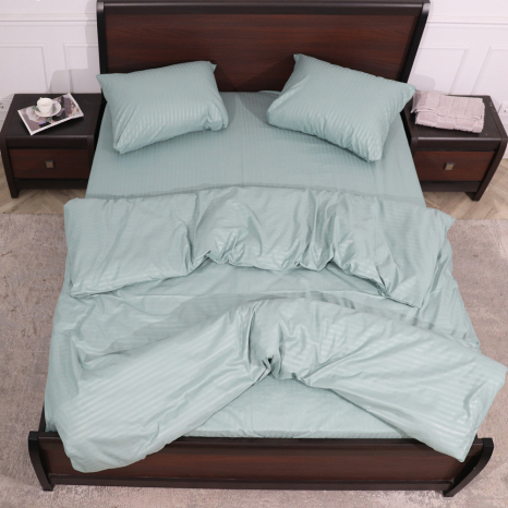 Євро набір постільної білизни 200*220 із мікрофібри в смужку №2060026 Черешенка™