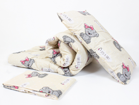 Комплект постільної білизни в ліжечко (з ковдрою та подушкою) №9004