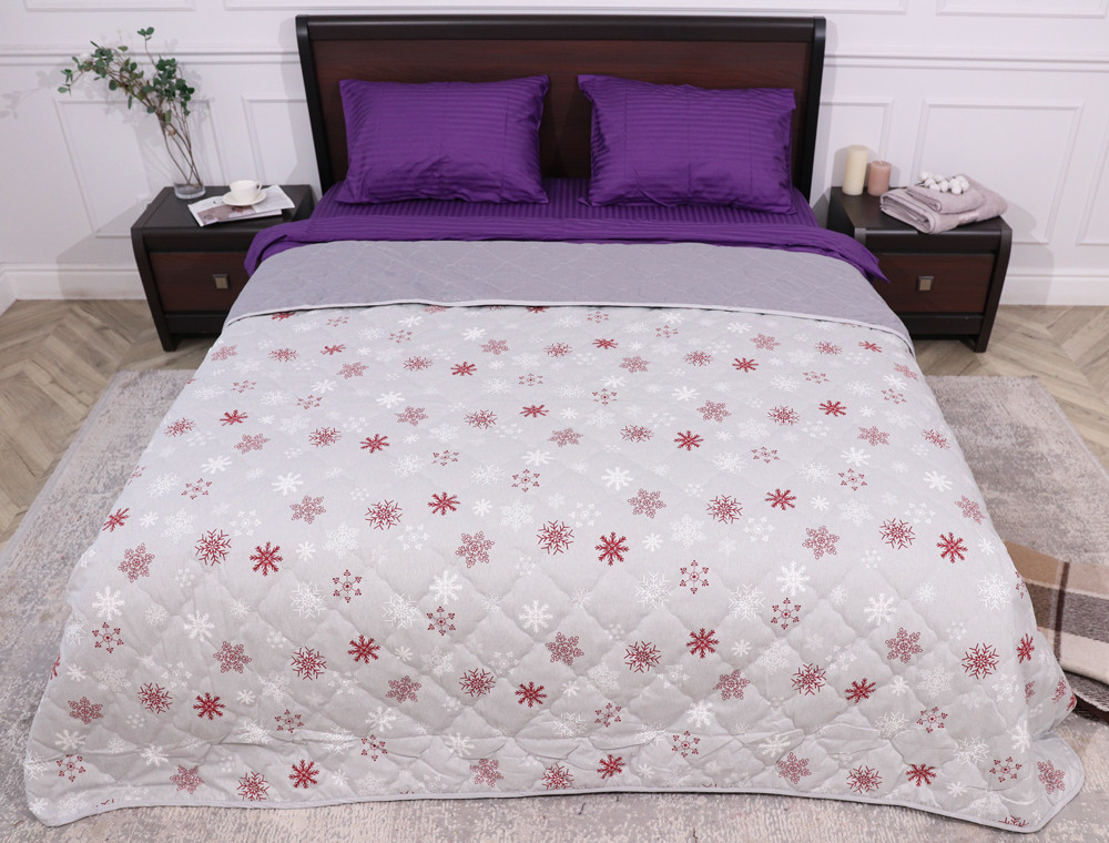 Полуторное стёганое покрывало байка/микрофибра №55109R