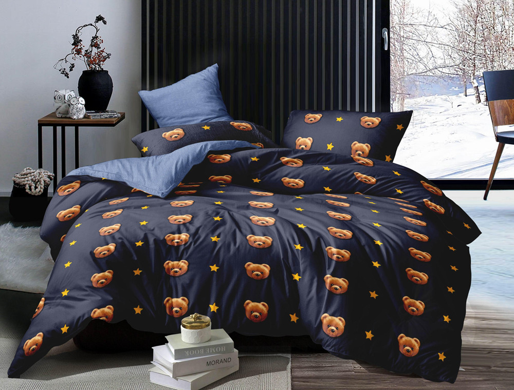 Полуторний набір постільної білизни 150*220 із Сатину №1090 Черешенка™