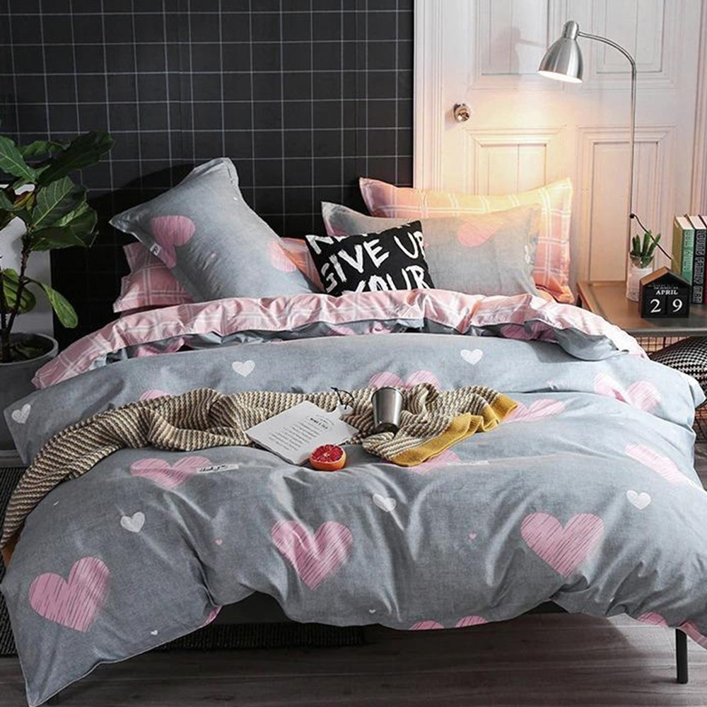 Ткань для постельного белья Бязь "Gold" Lux "Розовые сердца" GL5033 (A+B) - (50м+50м)