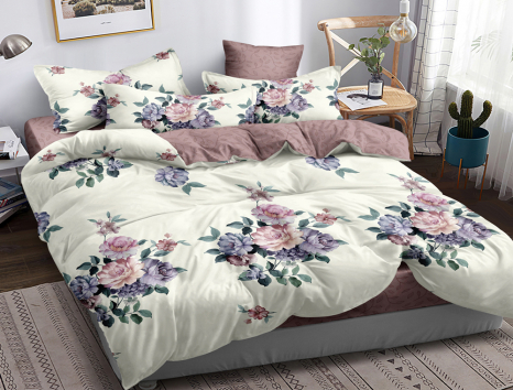 Сімейний набір постільної білизни із Бязі "Gold" з простирадлом на резинці №144608AB Черешенка™