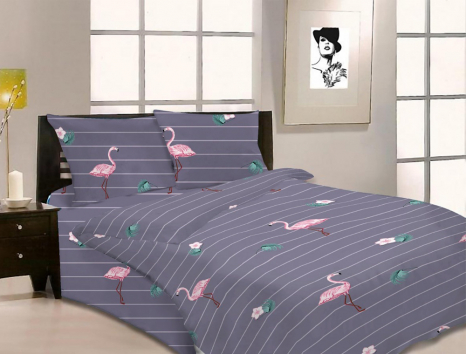 Ткань для постельного белья Бязь "Gold" Lux "Красивые розовые фламинго" GL3961