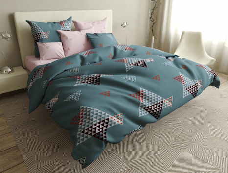 Евро макси набор постельного белья 200*220 из Бязи "Gold" с простынью на резинке №144509AB Черешенка™