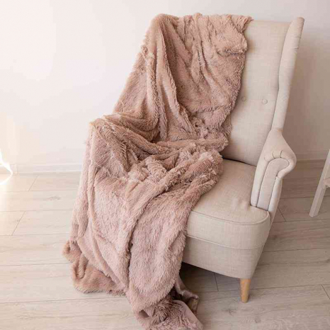 Двостороннє евро-максі покривало-плед "норка" (230*200) - бежеве