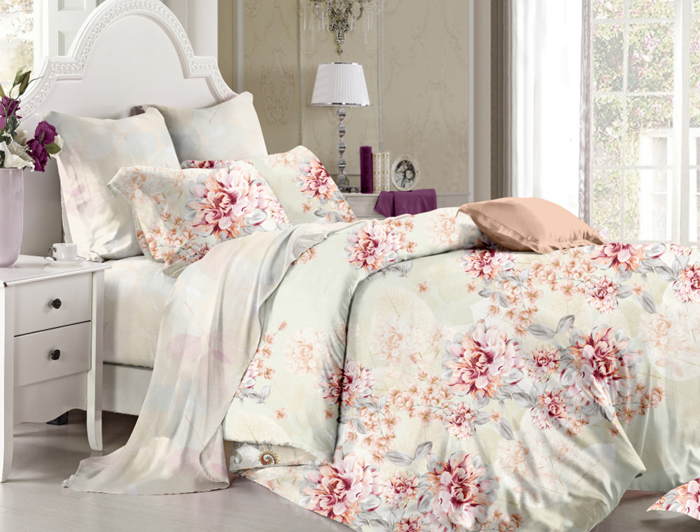 Полуторний набір постільної білизни 150*220 із Сатину №483A Черешенка™