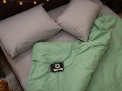 Двоспальний набір однотонної постільної білизни 180*220 із Бязі "Gold" №15565AB Черешенька™