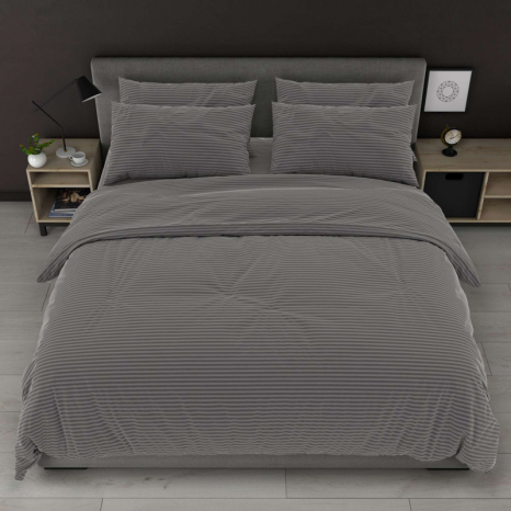 Ткань для постельного белья Бязь "Gold" Lux в полоску GLS0905-asphalt (50м)