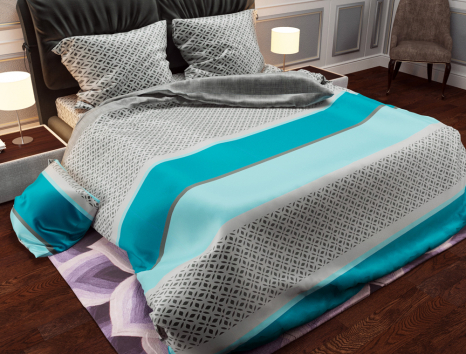 Тканина для постільної білизни Бязь "Gold" Lux "Смужка (бірюзовий)" GL802