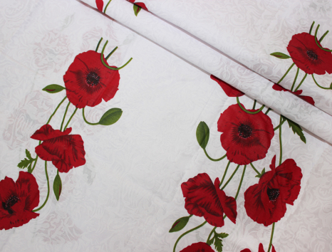 Тканина для постільної білизни Бязь "Gold" Lux "Червоні маки" GL110