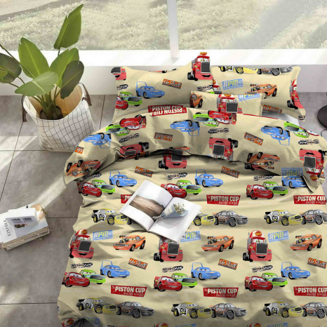 Тканина для постільної білизни Бязь "Gold" дитяча "Тачки" GLLB5659beige