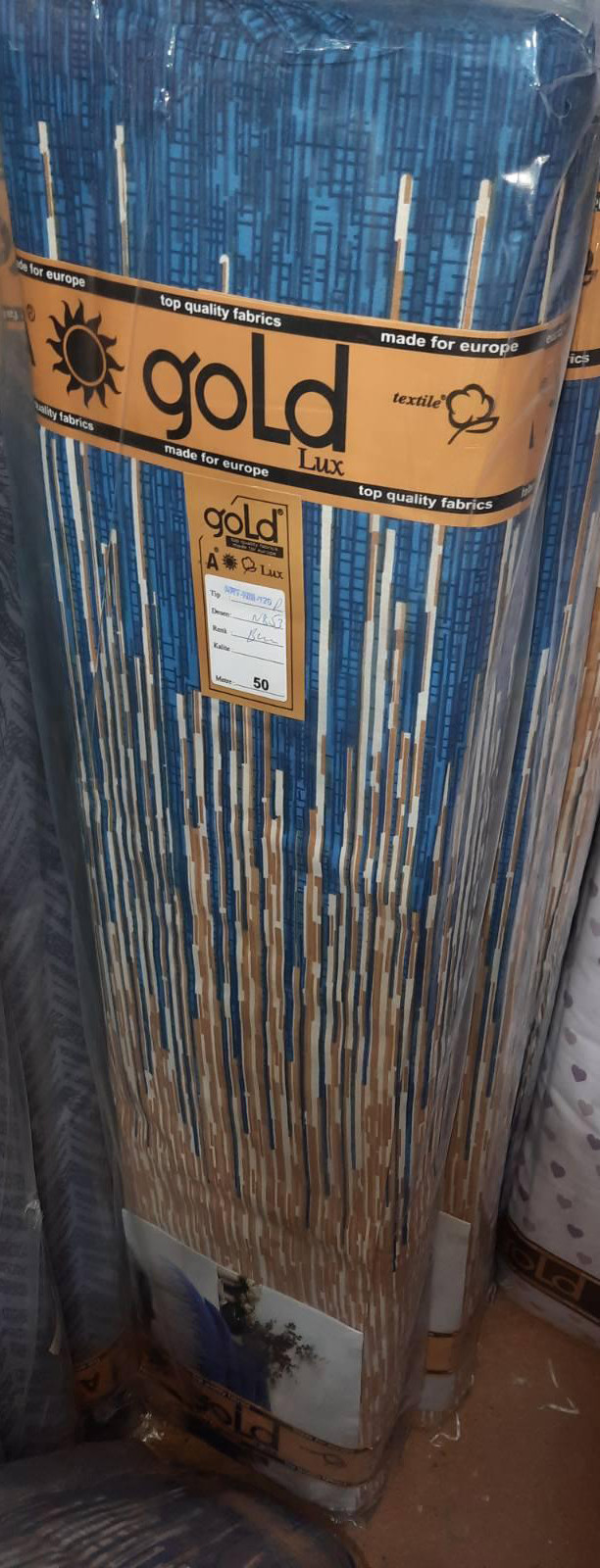 Ткань для постельного белья Бязь "Gold" Lux "Сердечный ритм (синий)" GL3877