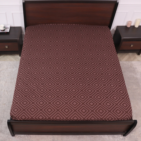 Простирадло на резинці (160*200*25) коричнева геометрія №66128brown