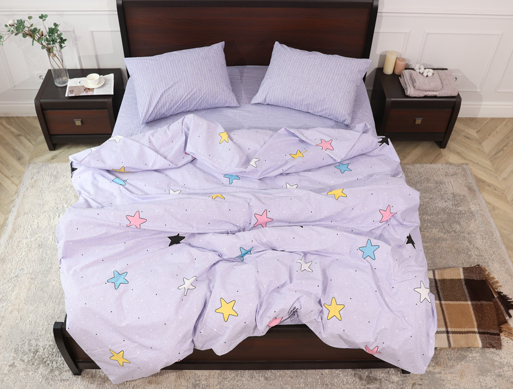 Семейный набор хлопкового постельного белья из Бязи "Gold" №15282AB Черешенка™