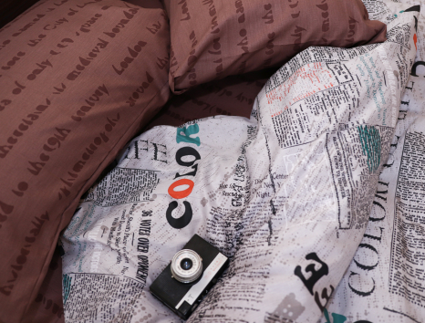 Семейный набор хлопкового постельного белья из Сатина №050AB Черешенка™