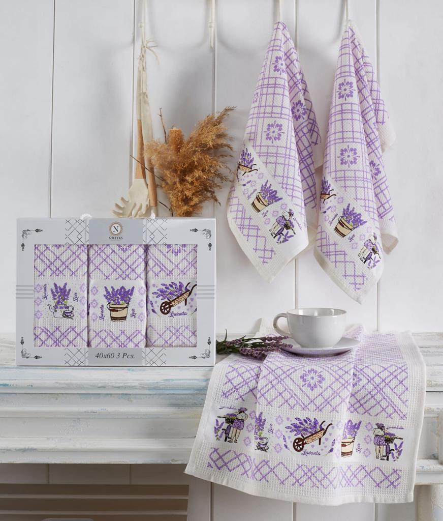 Набір кухонних рушників Nilteks Pietra Lavanta 40*60 (3 шт)