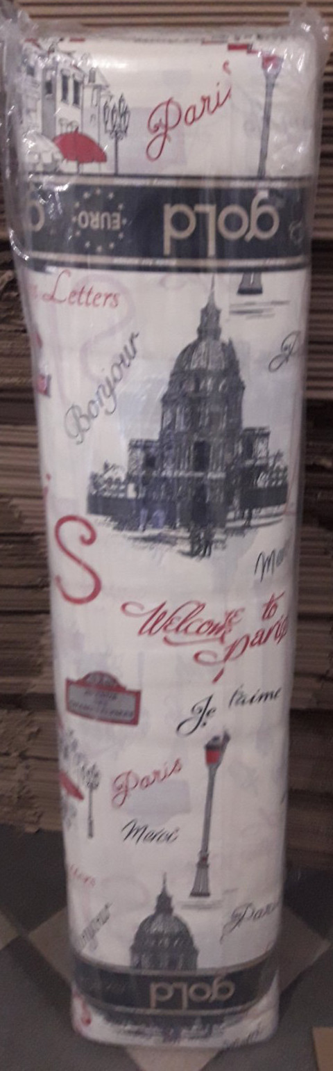 Ткань для постельного белья Бязь "Gold" Lux "Paris (текстовый, архитектура)" GL629