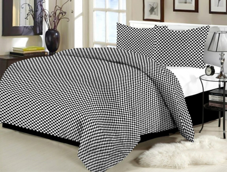 Ткань для постельного белья Бязь "Gold" Lux "Клетка (чёрно-белая, мелкая)"GL1144