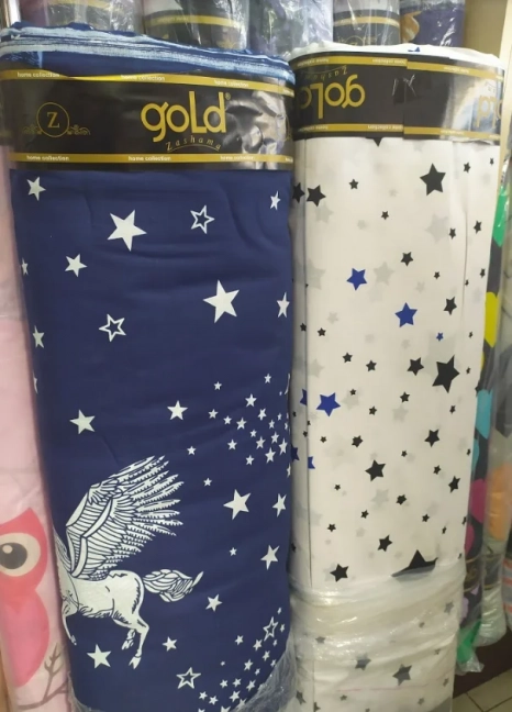 Ткань для постельного белья Бязь "Gold" Lux "Волшебный единорог" GL1385 (A+B) - (50м+50м)