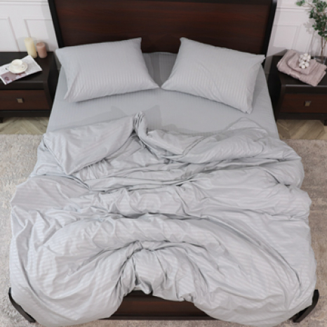 Двоспальний набір постільної білизни 180*220 із мікрофібри в смужку №206003 Черешенка™