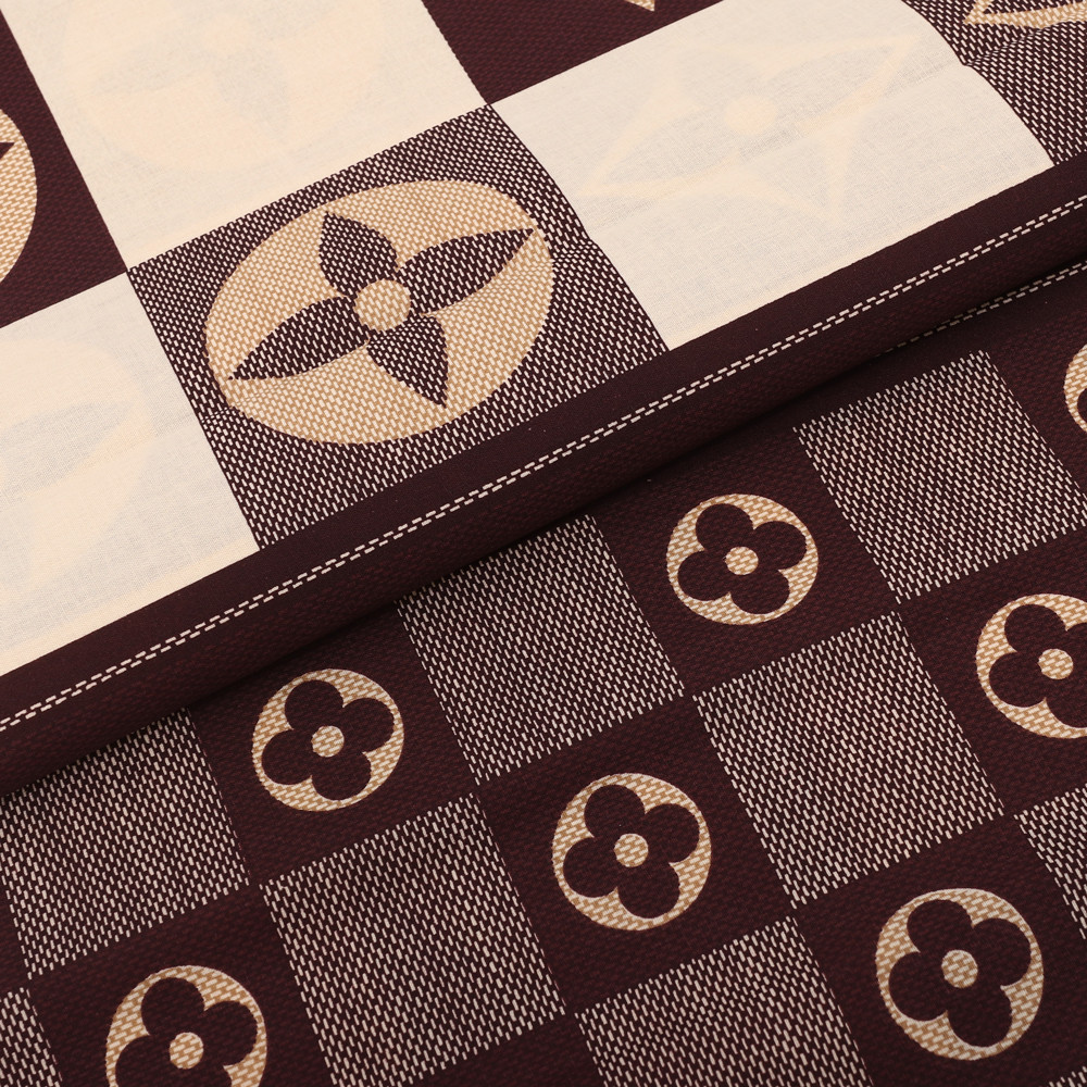 Ткань для постельного белья Бязь "Gold" Lux "Vuitton (квадрат, клетка)" GL158