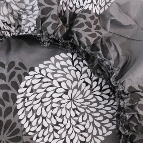 Простынь на резинке (160*200*25) серая с абстрактным принтом №667204