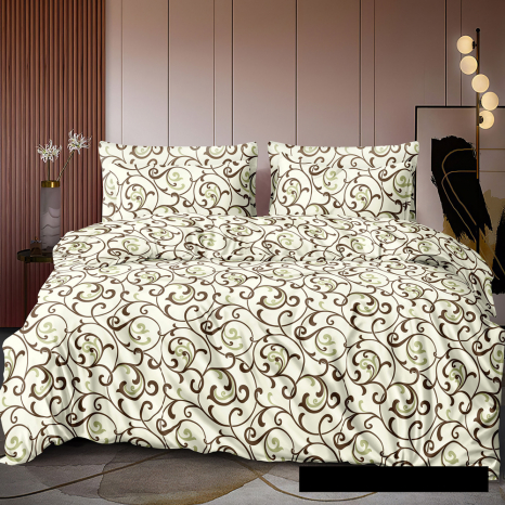 Тканина для постільної білизни Бязь "Gold" "Маленький вензель" GLL5400beige