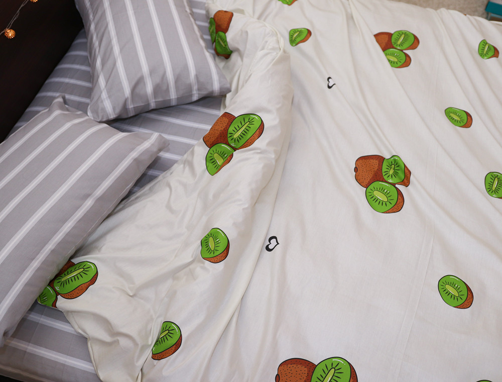 Двуспальный набор постельного белья 180*220 из Сатина №019AB Черешенка™