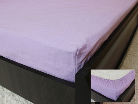 Комплект простирадла на резинці з наволочками (180*200*25) світло-фіолетовий