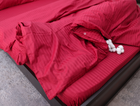 Двоспальний набір постільної білизни 180*220 зі Страйп Сатину №19-1840 Черешенка™