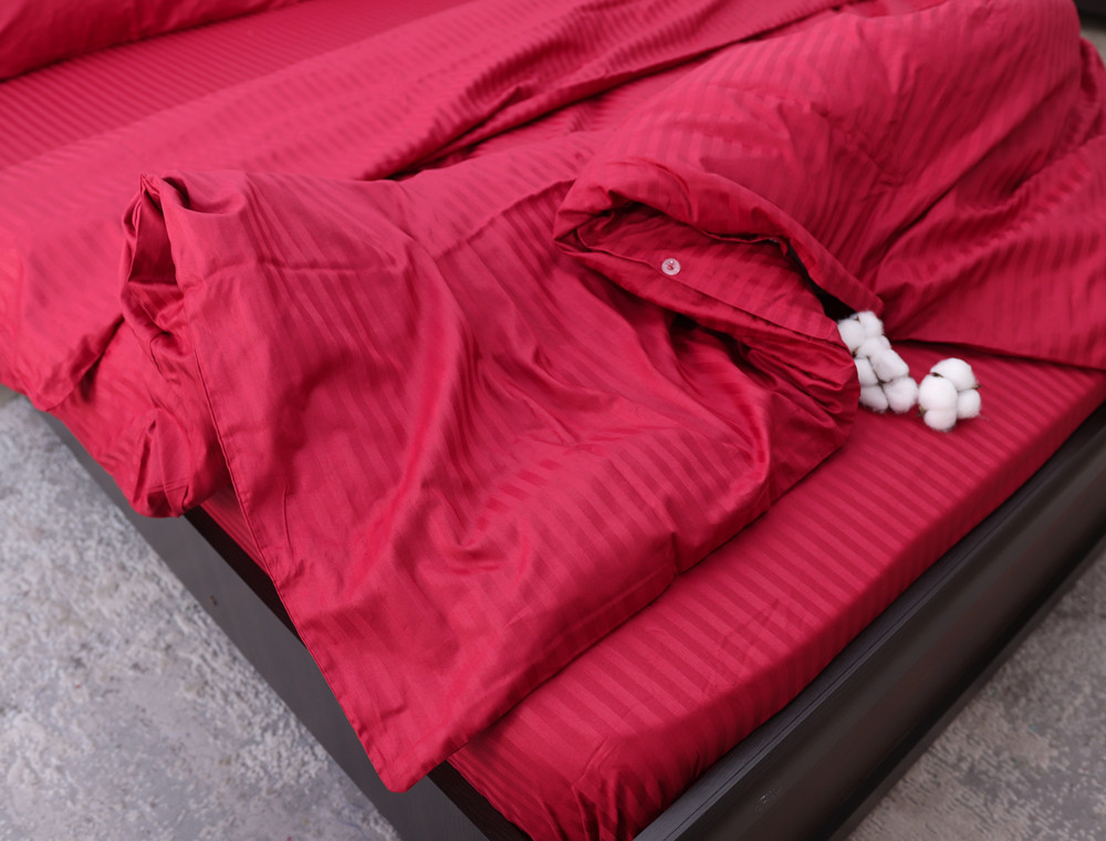 Двоспальний набір постільної білизни 180*220 зі Страйп Сатину №19-1840 Черешенка™