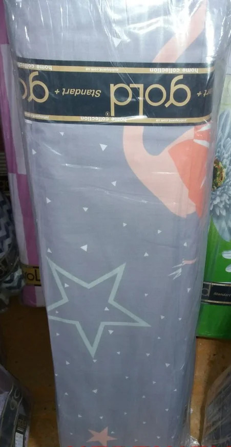 Ткань для постельного белья Бязь "Gold" Lux "Яркие фламинго (серый)" GL653