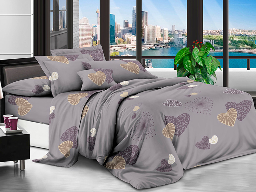 Двоспальний набір постільної білизни 180*220 із полікотону №20507 Черешенька™