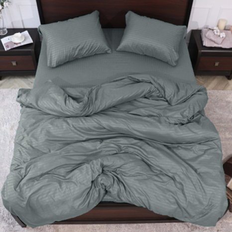 Полуторний набір постільної білизни 150*220 із мікрофібри в смужку №20174405 Черешенька™