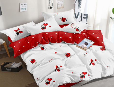 Полуторный набор постельного белья 150*220 из Сатина №1068AB Черешенка™