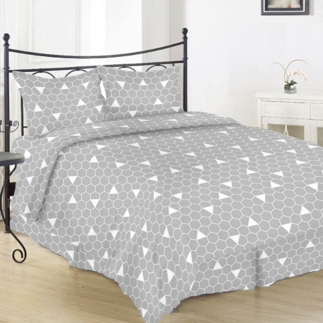 Тканина для постільної білизни Бязь "Gold" Lux "Геометричний принт (трикутник, сірий)" GL5741