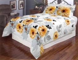 Ткань для постельного белья Бязь "Gold" Lux "Герберы" GL118