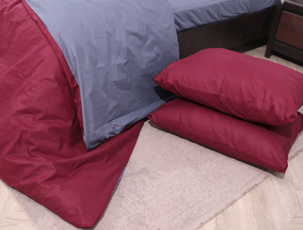 Семейный набор однотонного хлопкового постельного белья из Бязи "Gold" №1515621AB Черешенка™