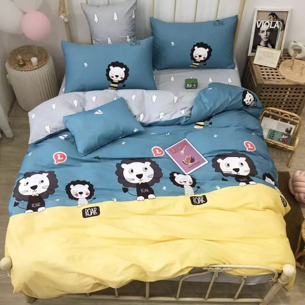 Тканина для постільної білизни Бязь "Gold" Lux дитяча "У гостях у левів" GLB168