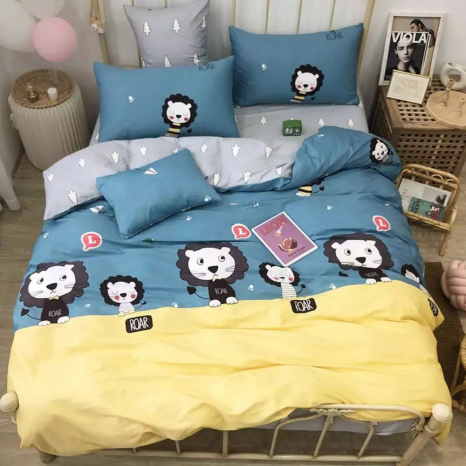 Тканина для постільної білизни Бязь "Gold" Lux дитяча "У гостях у левів" GLB168