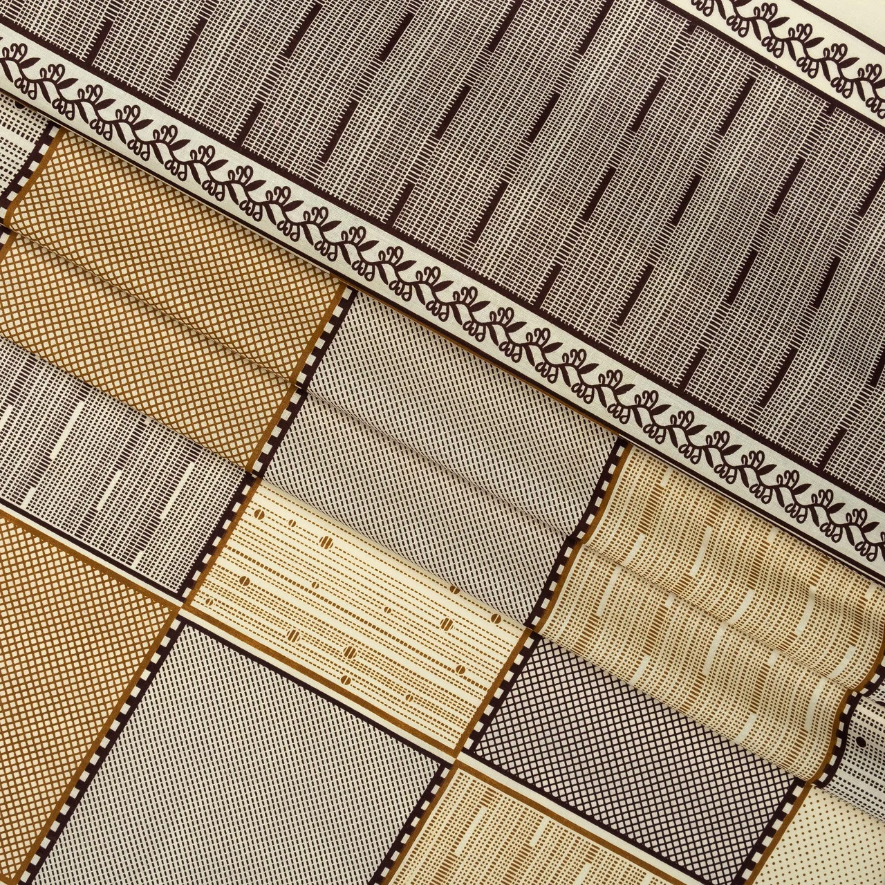 Тканина для постільної білизни Бязь "Gold" "Кавова клітина" GLL13151brown