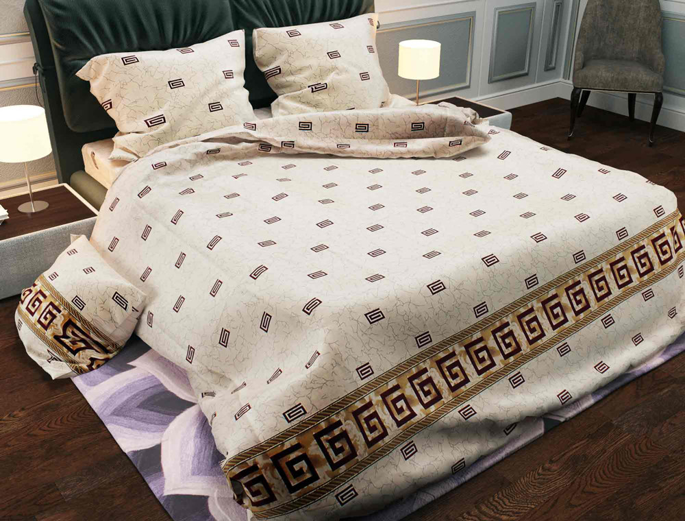 Тканина для постільної білизни Бязь "Gold" Lux "Геометричний принт" GL013