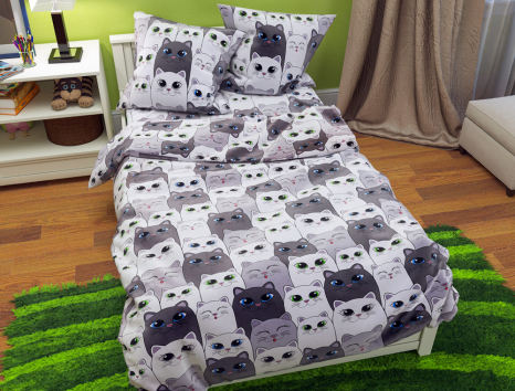 Полуторний набір постільної білизни 150*220 із Бязі "Gold" №165602 Черешенка™