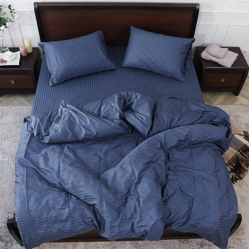 Сімейний набір постільної білизни зі Страйп Сатину №19-3928 Черешенка™