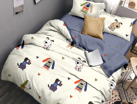 Двоспальний набір постільної білизни 180*220 із Сатину №0732AB Черешенка™